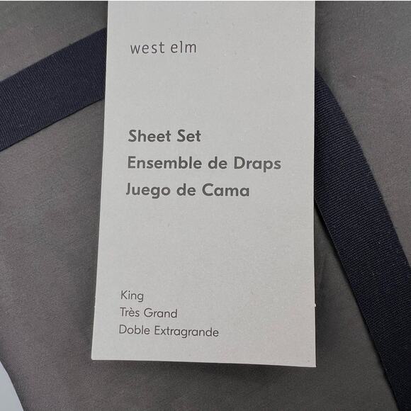 West Elm KING Silky Tencel Lyocell Sheet Set SLATE GRAY 320 Thread Count NWT - Picture 2 of 7